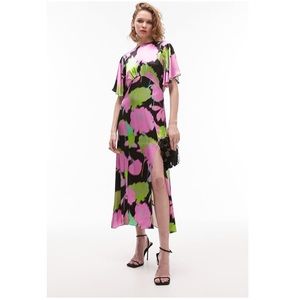Topshop Floral Flutter Sleeve Satin Dress sz US 6 UK 10